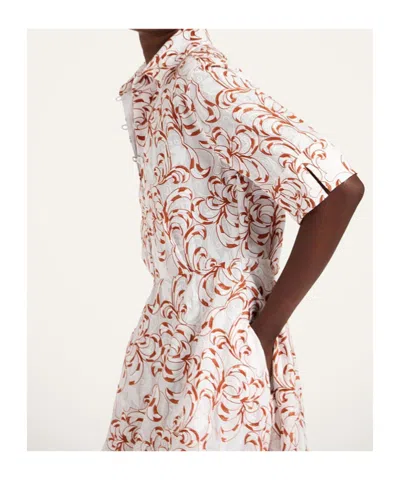 La Doublej San Pietro Tiered Embroidered Voile Maxi Shirt Dress In White