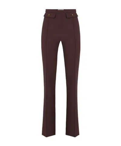Elisabetta Franchi High-waisted Flared Pants With Decorative Button Details In Burgundy