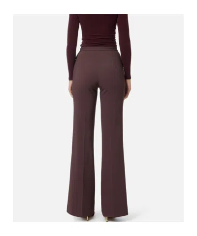 Elisabetta Franchi High-waisted Flared Pants With Decorative Button Details In Burgundy