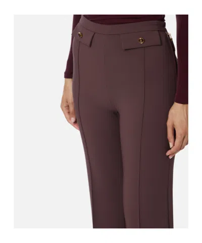 Elisabetta Franchi High-waisted Flared Pants With Decorative Button Details In Burgundy