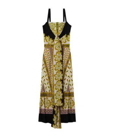 La Doublej Slip-around Floral-print Maxi Dress In Green