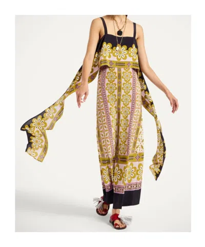 La Doublej Slip-around Floral-print Maxi Dress In Green