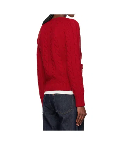 Bally Cable-knit Patch-pocket Cardigan In Red