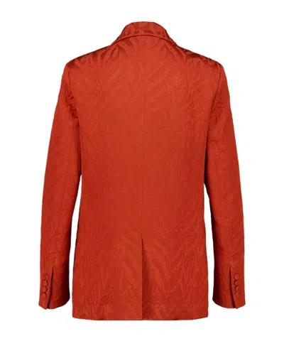 La Doublej Textured Double-breasted Jacket In Red