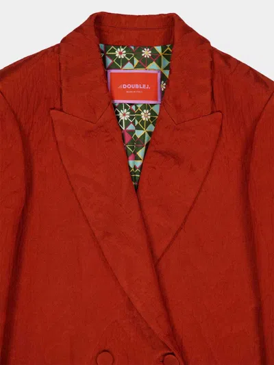 La Doublej Textured Double-breasted Jacket In Red
