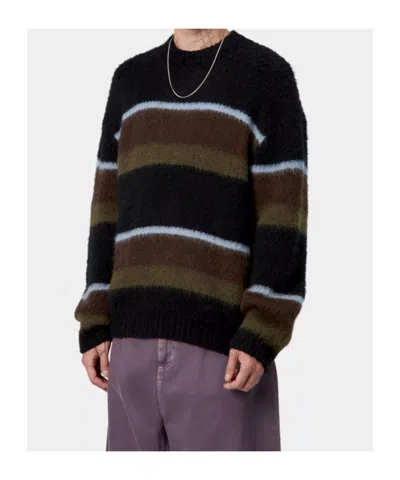Carhartt Mens Sundling Palisander Merton Striped Knitted Jumper In Black
