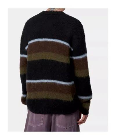 Carhartt Mens Sundling Palisander Merton Striped Knitted Jumper In Black