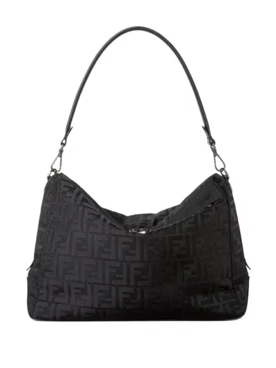 Fendi Large Lui Ff-pattern Messenger Bag In Black
