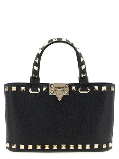 Valentino Rockstud Mini Tote Bag With Chain Strap In Black