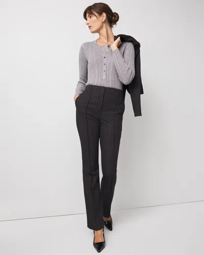 White House Black Market Lurex Henley Sweater In Gray