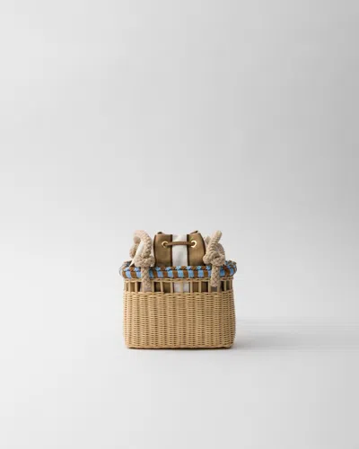 Prada Basket Drawstring Shoulder Bag In Brown