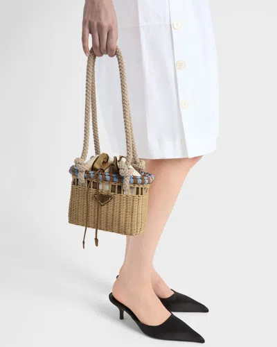 Prada Basket Drawstring Shoulder Bag In Brown