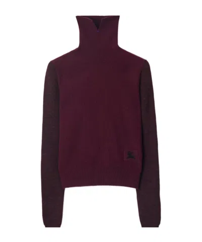 Burberry Wool Blend Sweater Knitwear Bordeaux In Red