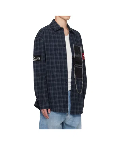 Martine Rose Chain-detail Checked Shirt In Blue