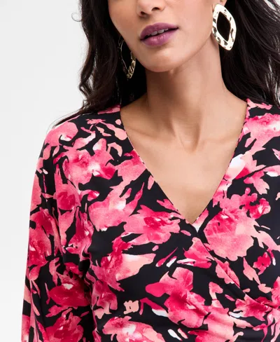 Inc International Concepts Women's Surplice Long-sleeve Blouse, Exclusively At Macy's In Multi