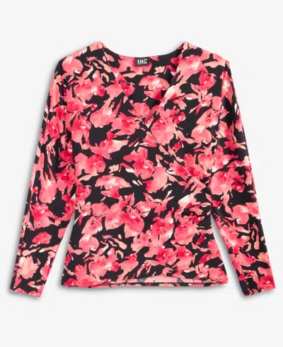 Inc International Concepts Women's Surplice Long-sleeve Blouse, Exclusively At Macy's In Multi