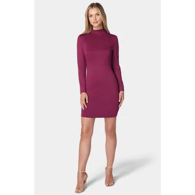 Bebe Crystal Fringe Open Back Mini Dress In Raspberry