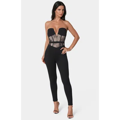 Bebe Lace Corset Catsuit In Black