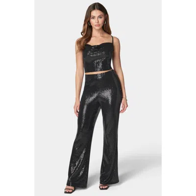 Bebe Two Piece Shimmer Set In Black