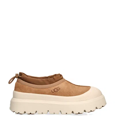 Ugg Biscuit Suede And Rubber Tasman Weather Hybrid Slip Ons In Brown