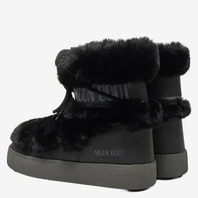 Moon Boot Women's Icon Low Faux Fur Ankle Boots Black In Black
