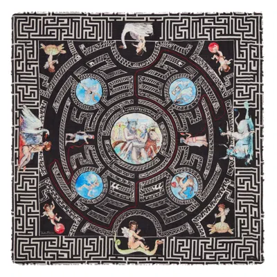 Faliero Sarti Square Scarf With Intricate Print And Frayed Edges In Multi