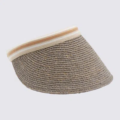 Helen Kaminski Open Top Woven Hat With Contrast Trim In Gray