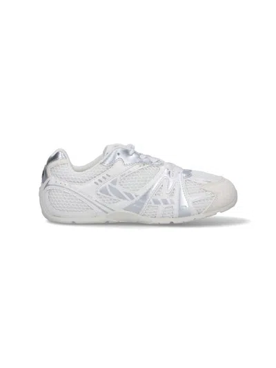 Marc Jacobs Low Top Sneakers With Mesh Upper And Metallic Accents In White