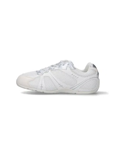 Marc Jacobs Low Top Sneakers With Mesh Upper And Metallic Accents In White