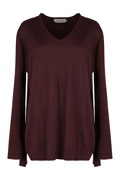 Alberta Ferretti Long Sleeve Knit Shirt Regular Fit In Brown