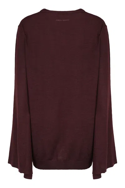 Alberta Ferretti Long Sleeve Knit Shirt Regular Fit In Brown
