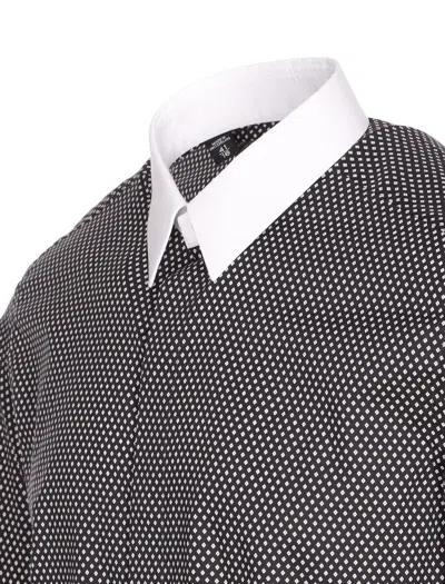 Tom Ford Cotton Shirt With Diamond Print And Contrast White Collar In Multi