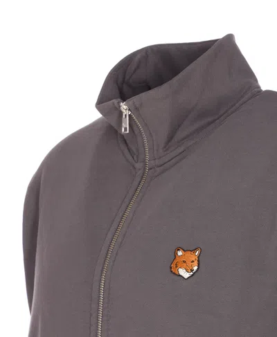 Maison Kitsuné Fox Head Zipped Regular Sweatshirt In Purple
