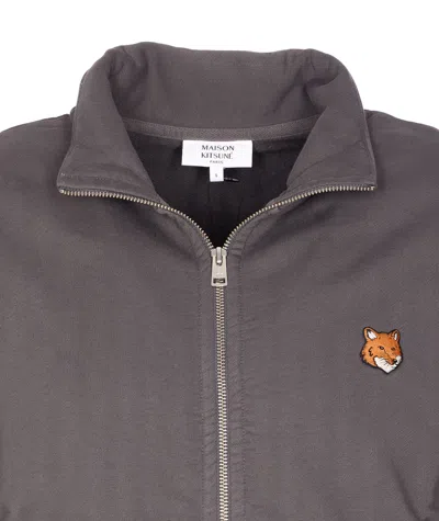 Maison Kitsuné Fox Head Zipped Regular Sweatshirt In Purple