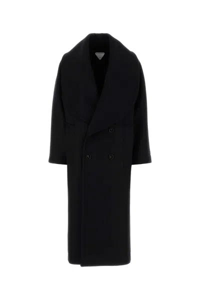 Bottega Veneta Women Black Stretch Wool Blend Coat In Black
