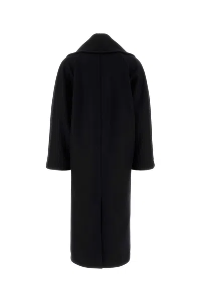 Bottega Veneta Women Black Stretch Wool Blend Coat In Black