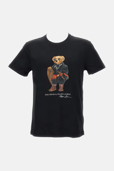 Polo Ralph Lauren Mens Fa25 Black Holiday Bear Bear-print Short-sleeve Cotton T-shirt In Black