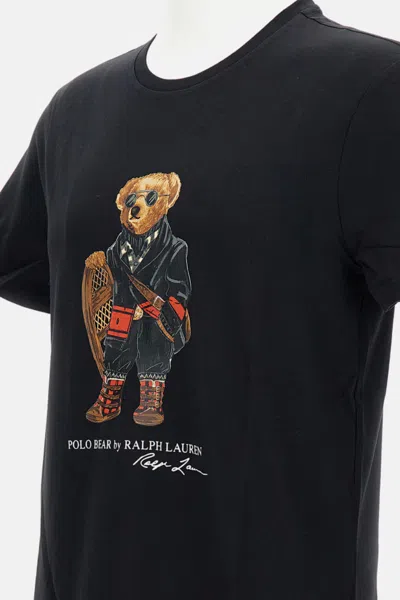 Polo Ralph Lauren Mens Fa25 Black Holiday Bear Bear-print Short-sleeve Cotton T-shirt In Black