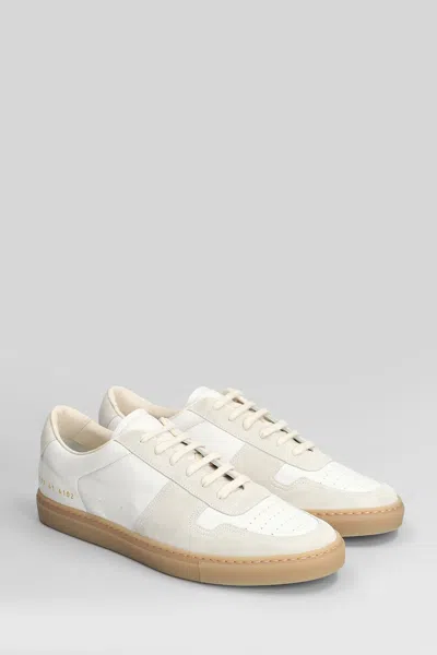 Common Projects Low-top Leather Sneakers With Suede Accents In White