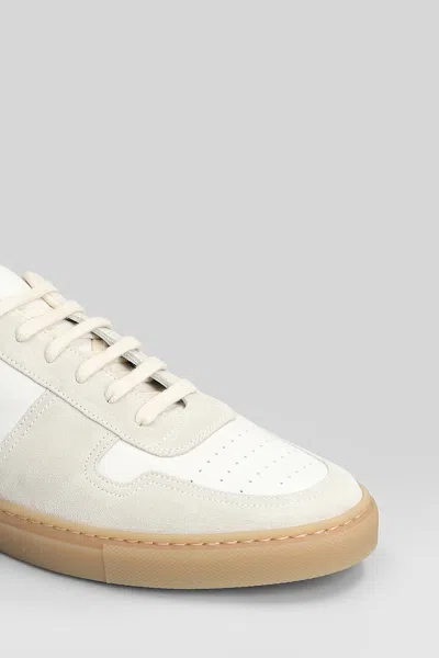 Common Projects Low-top Leather Sneakers With Suede Accents In White