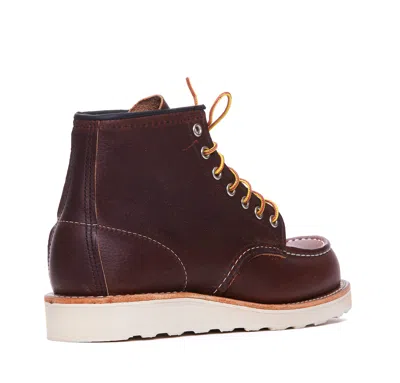 Red Wing Lace Up Boots Moc Toe Brown Leather In Brown