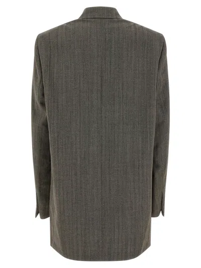 Dries Van Noten Grey Melange Wool Blink Jacket In Gray
