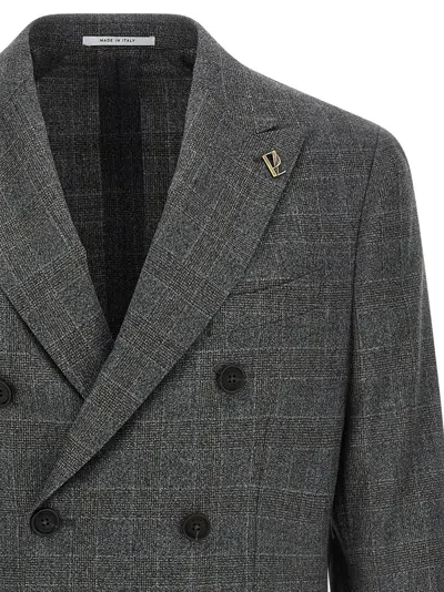 Pal Zileri Check Pattern Notch Lapel Blazer In Gray