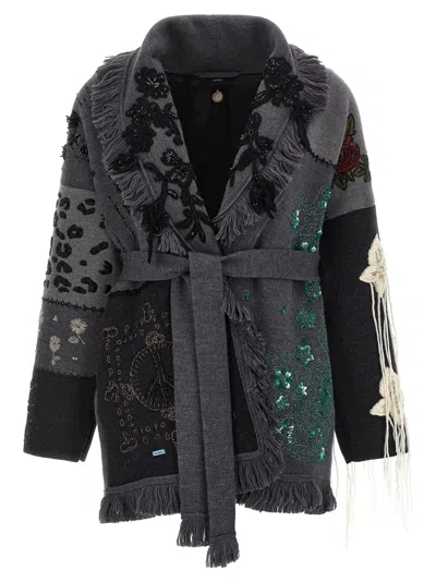 Alanui Cardigan Midnight In Manhattan In Jacquard Knit In Multi