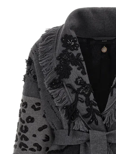 Alanui Cardigan Midnight In Manhattan In Jacquard Knit In Multi