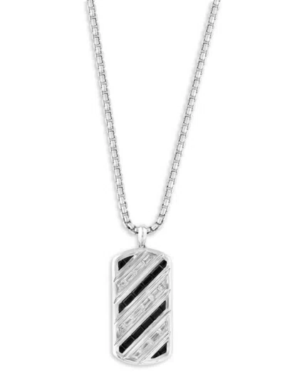 Effy Men's Sterling Silver Black Spinel & Zircon Pendant Necklace In Metallic