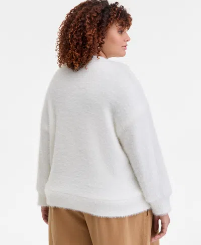 On 34th Womens Eyelash Dog Crewneck Sweater Xxs 3x Macys Exclusive In White