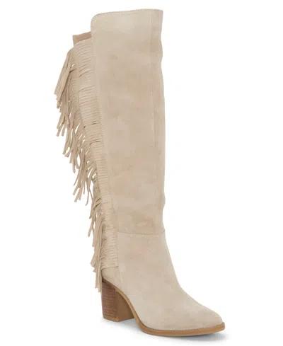Lucky Brand Women's Boswell Fringe Knee High Block Heel Boots In Neutral