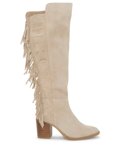 Lucky Brand Women's Boswell Fringe Knee High Block Heel Boots In Neutral