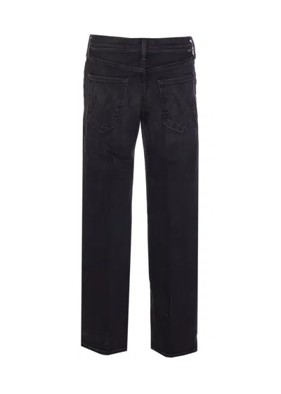 Mother The Mid Rise Rambler Zip Flood Jeans Spiked Hair Art Flair In Black